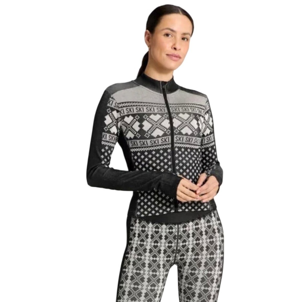 All in Motion Women's Black Seamless Fair Isle Ski Full Zip Jacket Size‎ Medium